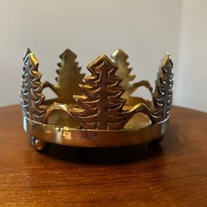 Vintage Brass Christmas Candle Holder